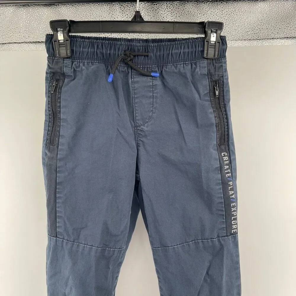 H&M Boys Navy Blue 100% Cotton Joggers Size 8 | Elastic Drawstring Waist